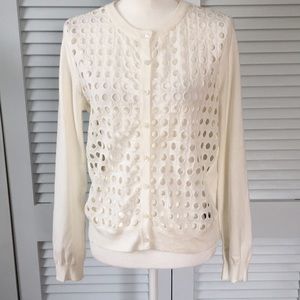 Vince Camuto Cardigan With Large Eyelet Detail